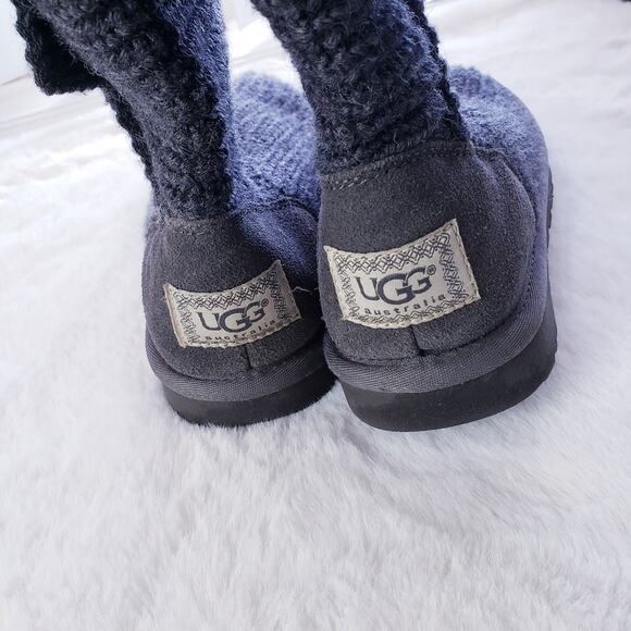 Ugg Australia Classic Dark Grey Knit The Cardy Tall Boot Oversized Buttons - Picture 5 of 10
